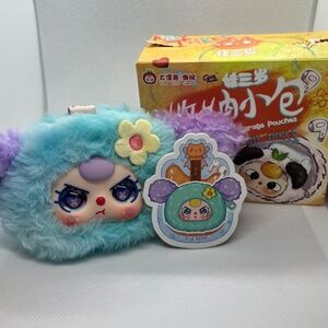 Kawaii Baby Three Purple and blue Storage Pouch LITTLE FLOWER DOG bag charm key